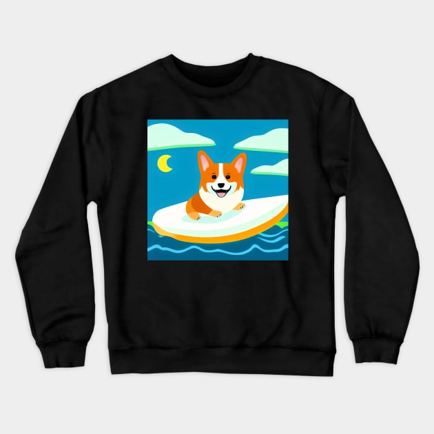 Surfing Corgi Dog Crewneck Sweatshirt by nicecorgi